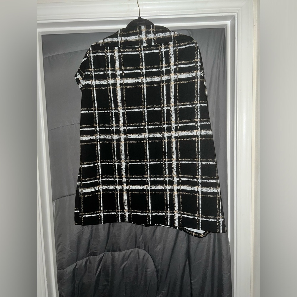 Ashley Stewart Black and White Checkered Pencil Skirt